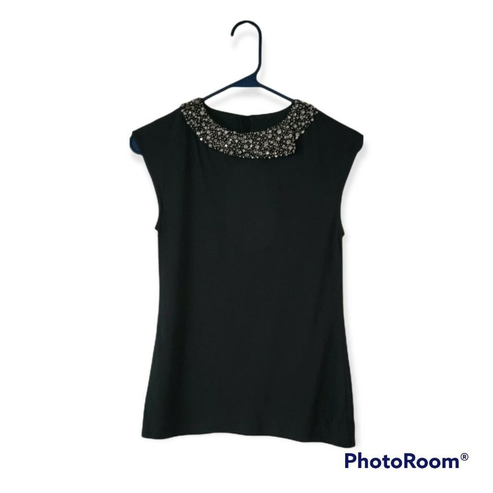 Alice + Olivia  Soft Gray Cotton Sequined And Rhinestone  Tank Size XS